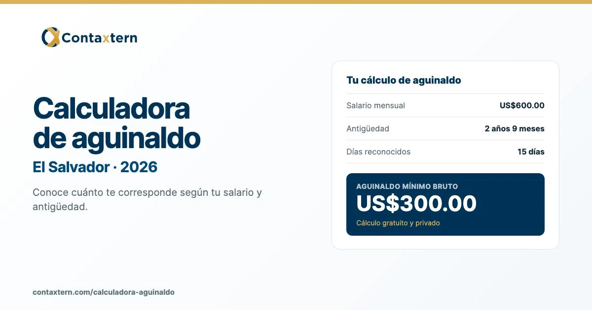 Calculadora de aguinaldo El Salvador 2026 según salario y fechas trabajadas