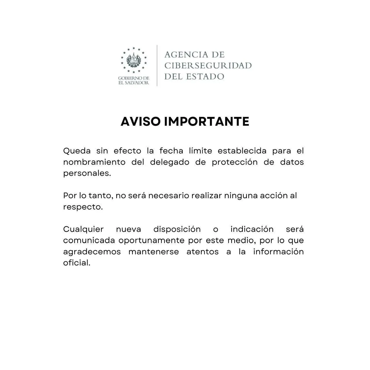 ACE deja sin efecto el plazo del Delegado de Protección de Datos Personales en El Salvador