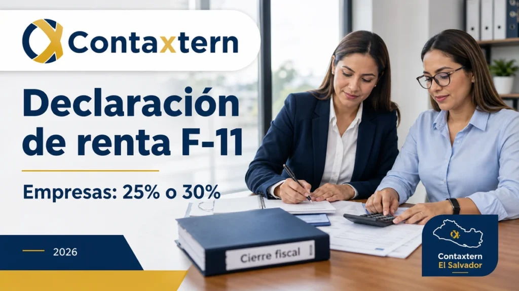 Declaración de renta F-11: contadoras revisan el cierre fiscal de una empresa en El Salvador